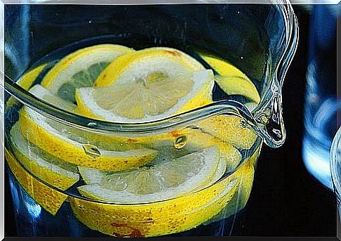 Lemon water in a jug