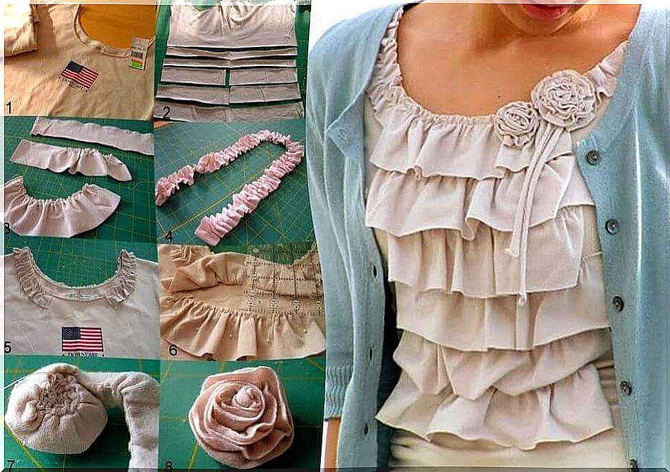 Reuse old clothes to make flowers yourself