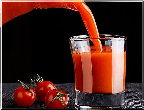 Fresh tomato juice in the morning